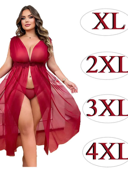 XL 4XL Plus-size Sheer Nightgown Transparent Loungewear
