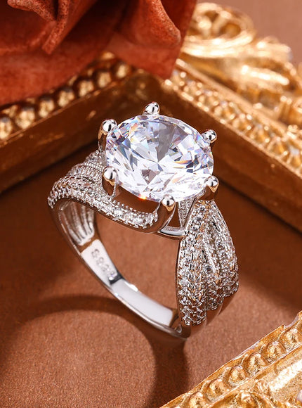 KissIcon 925 Silver CZ Ring For Women Sparkling Jewelry