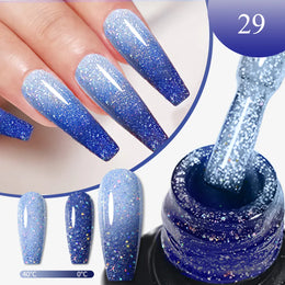 Halloween Theme Glitter Heat Nail Polish, Temperature Changing Color Removable UV LED Glitter Gel Polish, Mood Changing Nail Pol