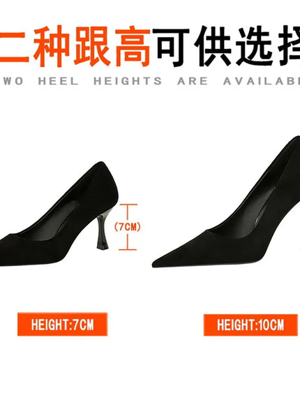 Fashion Suede Black Women Simple Pumps Wine Glasses