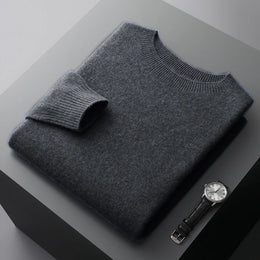 100% Merino Wool Sweater Man O-neck Basic Wool Pullover Autumn Winter Long Sleeve Soft Warm Jumper Smart Casual Knit Popular Top