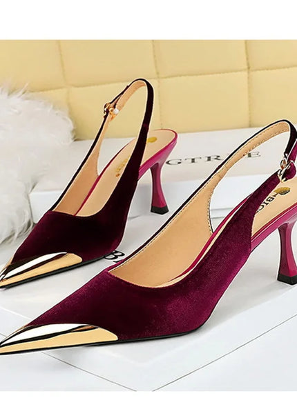 Elegant Women Green High Heel Velvet Pumps Wedding