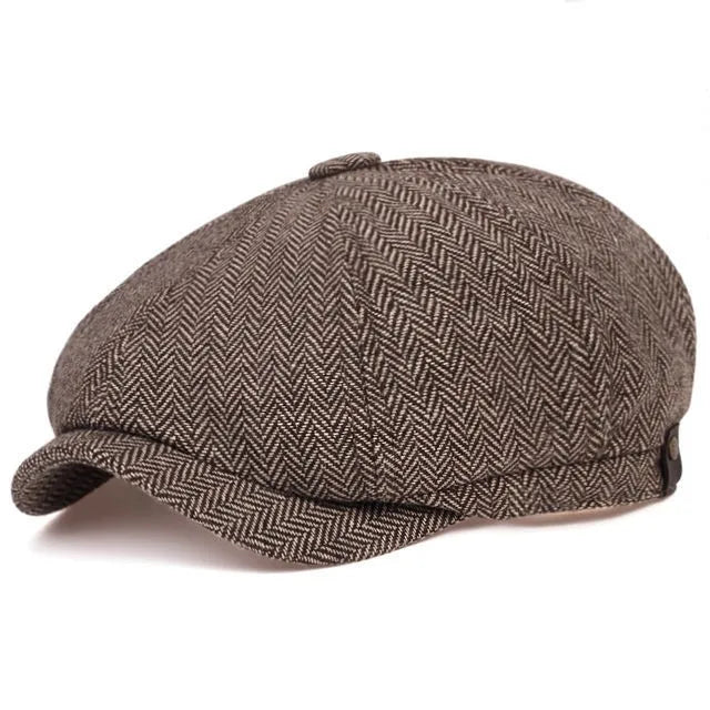 Men's Tweed British Newsboy Hat Herringbone Gatsby Hat Street Hats Octagonal Brim Hat Four Seasons Hip Hop Beret Painter Hat