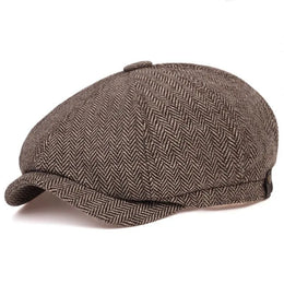 Men's Tweed British Newsboy Hat Herringbone Gatsby Hat Street Hats Octagonal Brim Hat Four Seasons Hip Hop Beret Painter Hat
