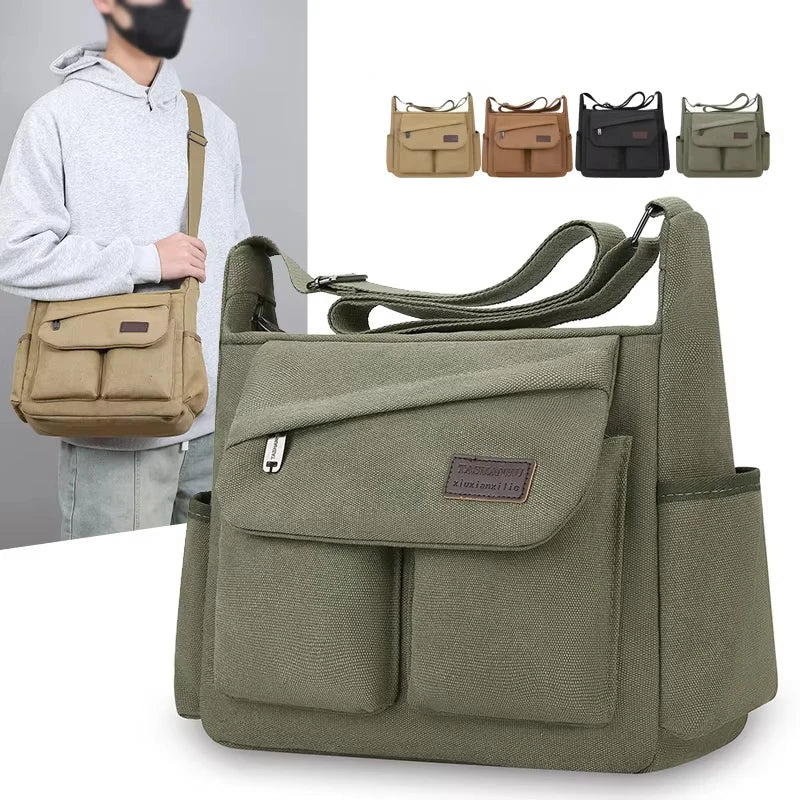 Men's Crossbody Bag, Multi Pocket Design - Large Capacity Shoulder Bag - Outdoor Essentials, Functional Storage, City Commuters
