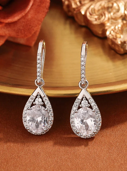 KissIcon 925 Silver Plated Pendant Earrings - Shiny Zircon