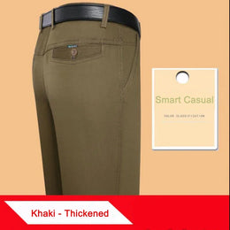 New Arrival 100% Cotton Summer Autumn Men's Casual Pants Fashion Solid Black Beige Gentle Thicken Trousers Brand Smart Suit Pant