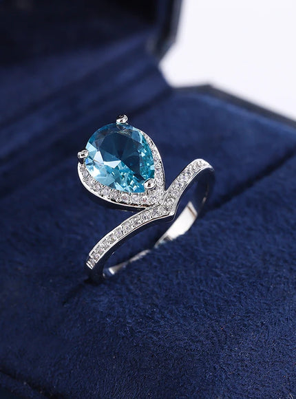 KissIcon Exquisite Silver Jewelry Set - Blue Zircon Drops