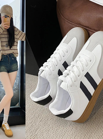 Women Tennis Sneakers Flats Ladies Fashion Mixed Colors Lace-up Vulcanized Shoes Spring Autumn Woman Outdoor Trainers Footwear