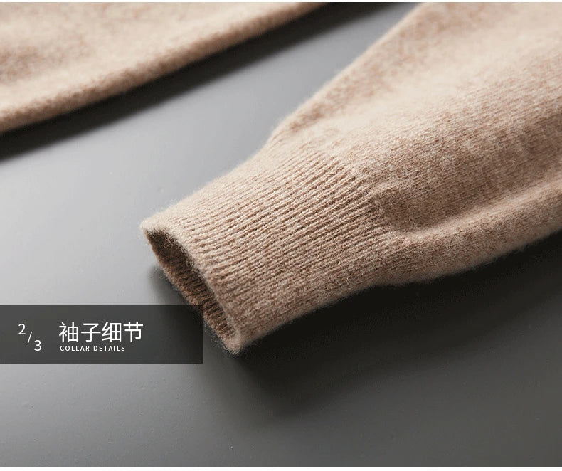 New Men's Fashion Casual Wool Sweater Warm Autumn And Winter Semi-High Neck Knitted Bottoming Shirt