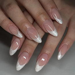 KissICON KissIcon Almond False Nails Glitter French - Glossy
