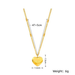 1pcs Gold-color Necklace Ms Simple Fashion Peach Heart Engraved Love Collarbone Chain Holiday Gifts