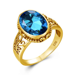 Yellow Gold Citrine Ring For Women 10*14mm Oval Cut Stone Art Deco Luck Birthstone Jewelry Trending Luxury Wedding Party Gift