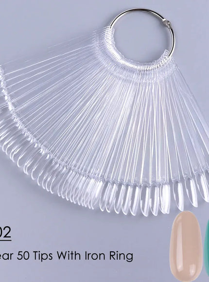 💋 50Pcs False Nail Tips Clear Chart Oval