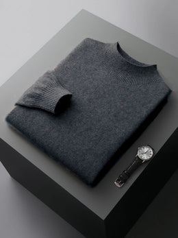 New Men's Fashion Casual Wool Sweater Warm Autumn And Winter Semi-High Neck Knitted Bottoming Shirt
