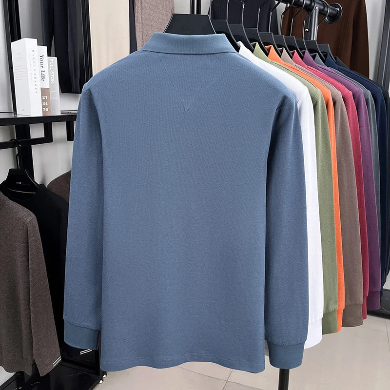 100% cotton spring and autumn new men's long sleeved casual comfortable fashion brand polo shirt exquisite pony embroidery top