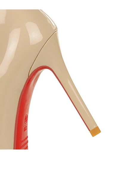 Fashionable Simple Slim Heels High Heels Glossy Patent