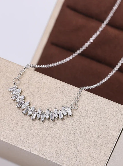 Zircon Diamond Smile Necklace 925 Silver Plated Elegant