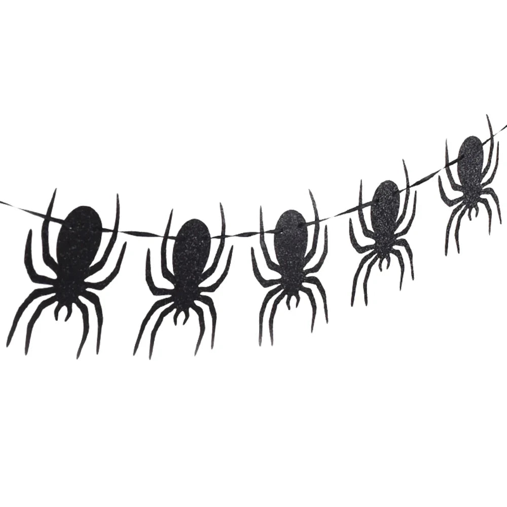 Halloween Party Banner Garlands Cartoon Ghost Bat Spider Hanging Bunting for Halloween Home Decoration Supplies Kids Favors Gift