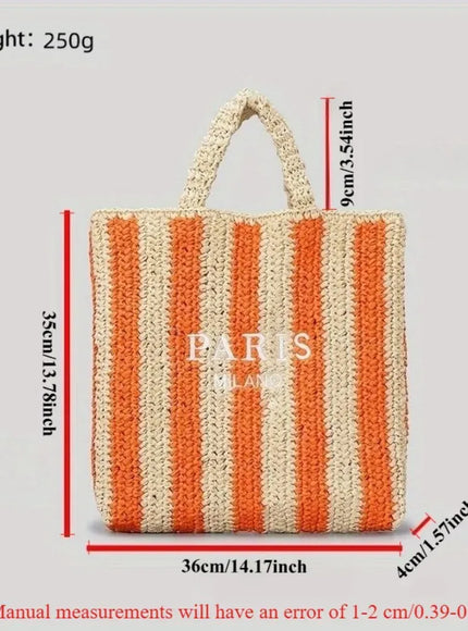 Colorful Striped Hand-woven Letter Embroidery Handbag