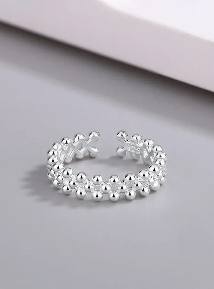 Kissicon Sterling Silver Bilayer Ball Open Ring