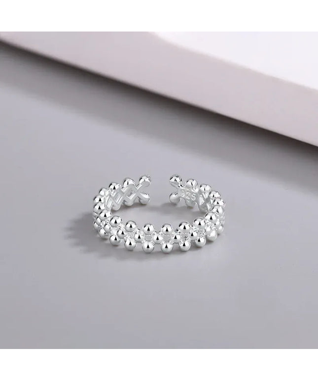 Kissicon Sterling Silver Bilayer Ball Open Ring