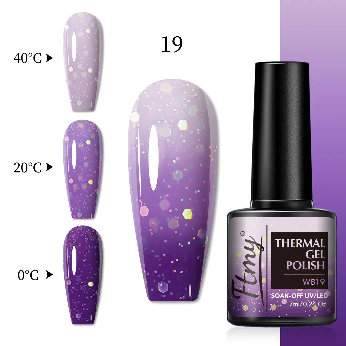 Halloween Theme Glitter Heat Nail Polish, Temperature Changing Color Removable UV LED Glitter Gel Polish, Mood Changing Nail Pol