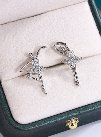 KissIcon Glitter Ballerina Earrings - Zircon Sparkle