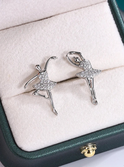 KissIcon Glitter Ballerina Earrings - Zircon Sparkle