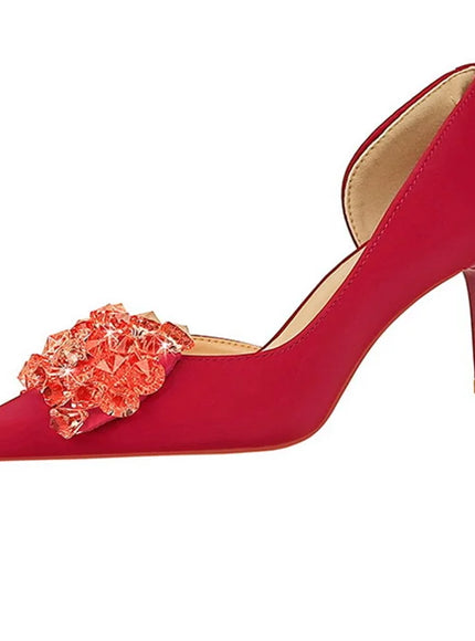 2024 New Rhinestone Women Pumps Bow knot Retro