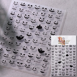 5D Skeleton Bat Halloween Nail Art Stickers y2k Black Bat White Skull Adhesive Emobossed Nail Decorative Decals Halloween Slider
