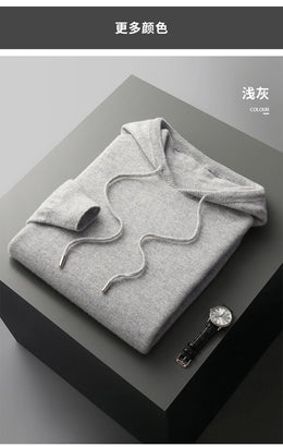 MVLYFLRT Men's One-Piece Ready-to-Wear Hoodie 100% Merino Wool Knitted Sweater Shirt Autumn Winter Casual Large Top Long Sleeved