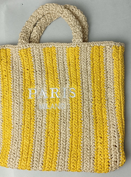 Colorful Striped Hand-woven Letter Embroidery Handbag