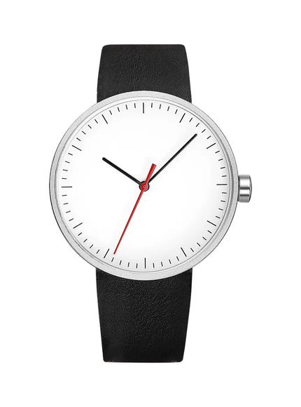 KissICON black silver-red KissIcon UTHAI Couple Leather Strap Quartz Wristwatch Trendy