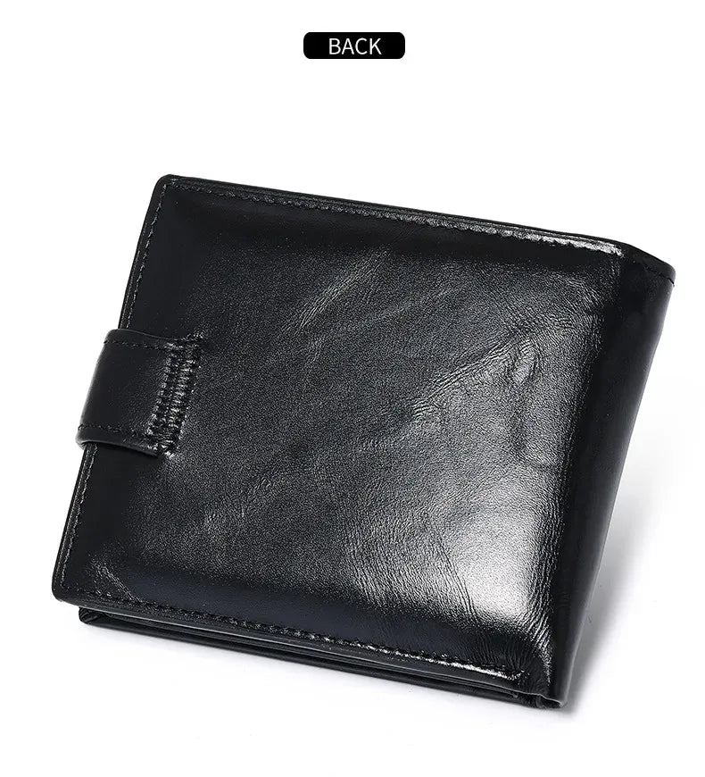 Leather Mens Wallet with Coin Pocket Genuine Leather Wallet for Men Short Style