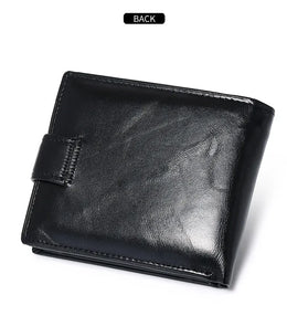 Leather Mens Wallet with Coin Pocket Genuine Leather Wallet for Men Short Style