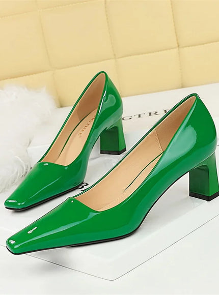 2024 Spring Versatile Fashion Shallow Mouth Patent Leather