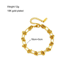 DIEYURO 316L Stainless Steel Gold Silver Color Twist Knot Necklace Bracelets For Womens Girl New Fashion Non-fading Jewelry Set