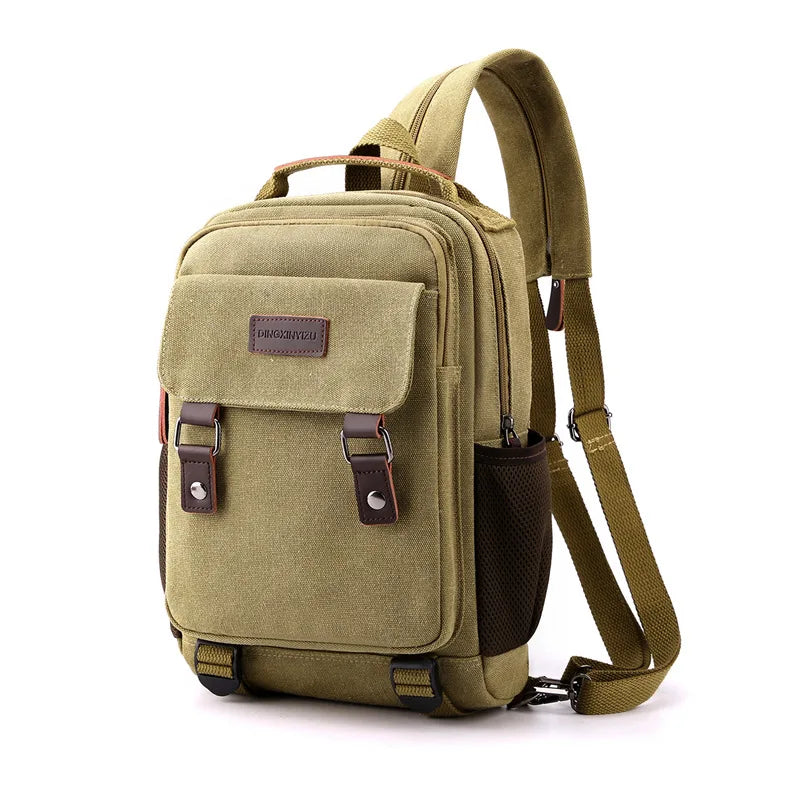 Small Mens Backpack Canvas Casual Backpacks for Men 2025 Mini Male School Bag Rucksack Man Multi-function Crossbody Bag Travel