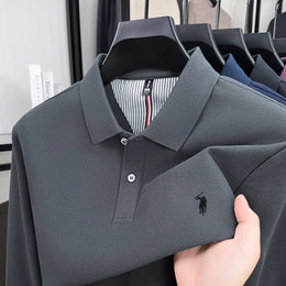 100% cotton spring and autumn new men's long sleeved casual comfortable fashion brand polo shirt exquisite pony embroidery top