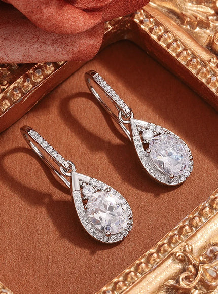 KissIcon 925 Silver Plated Pendant Earrings - Shiny Zircon
