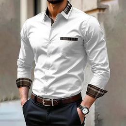 Men's iron-free long-sleeved lapel shirt, casual and comfortable long-sleeved shirt, spring and autumn inner shirt, plus size