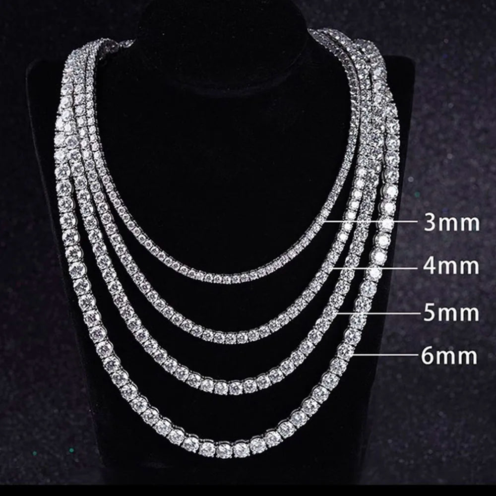 Hip Hop Jewelry 1 Row Iced Out Tennis Chain Bling CZ Men Diamond Cubic Zirconia Choker Necklace Women Drop Shipping