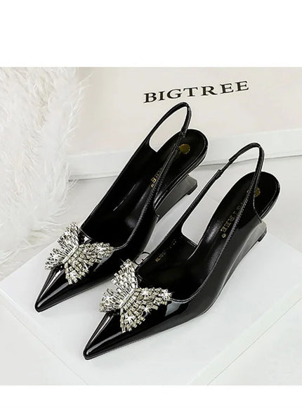 New Wedges Patent Leather Shallow Pointed Toe High