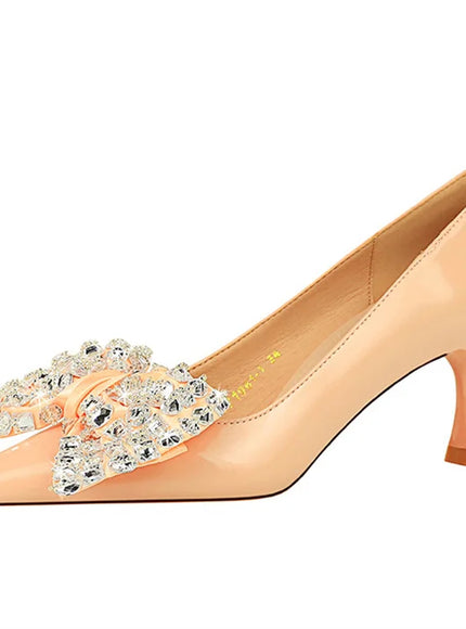 Women Green Pointed Toe Pumps Wedding Middle Low