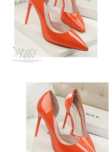 Candy Color Patent Leather Shallow Mouth Pointed Toe