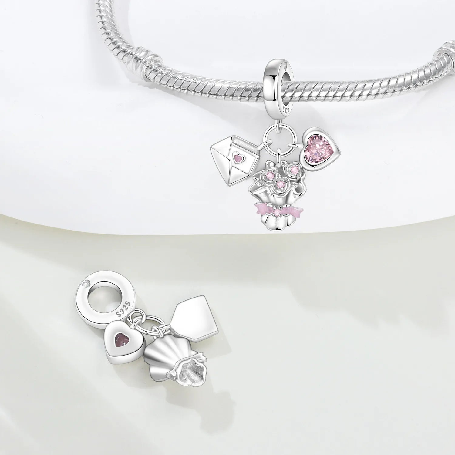Original Charms Beads 925 Sterling Silver Zircon LOVE Winged Protect Heart Pendant For DIY Necklace Bracelet Fine Jewellery Gift