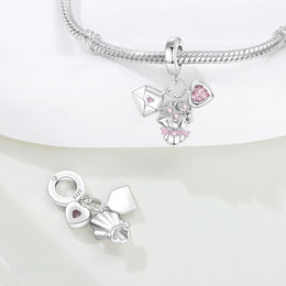 Original Charms Beads 925 Sterling Silver Zircon LOVE Winged Protect Heart Pendant For DIY Necklace Bracelet Fine Jewellery Gift