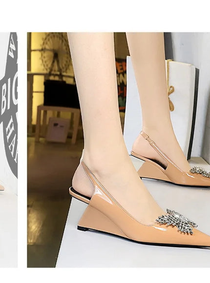 New Wedges Patent Leather Shallow Pointed Toe High