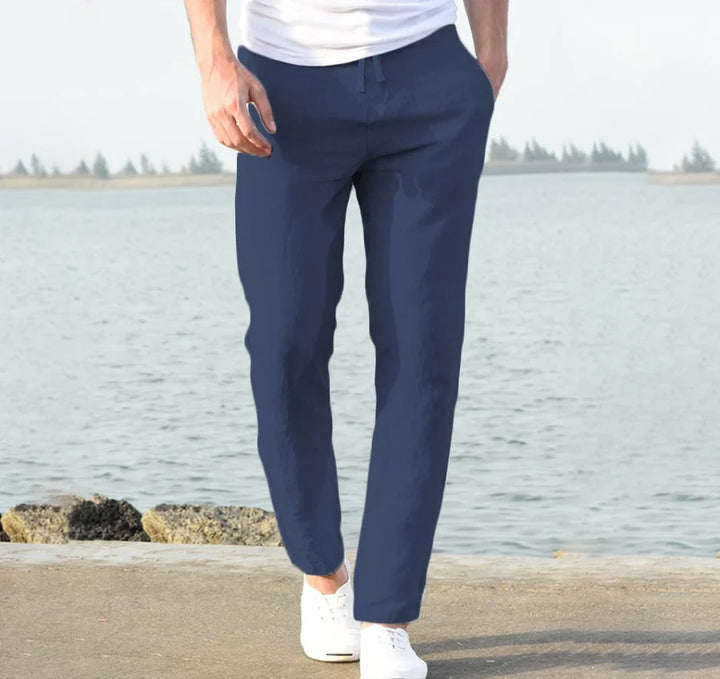 Men's Cotton Linen Pants Male Autumn New Breathable Solid Color Linen Trousers Fitness Streetwear S-5XL